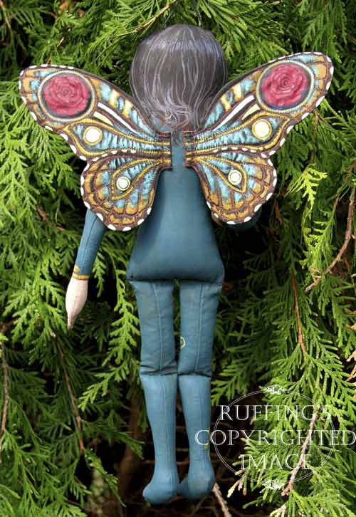 Rosalie Original One-of-a-kind Red Rose Fairy Folk Art Doll by Max Bailey