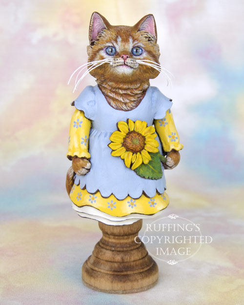 Sunflower the Orange Tabby Kitten, Original One-of-a-kind Folk Art Cat Doll Figurine by Max Bailey