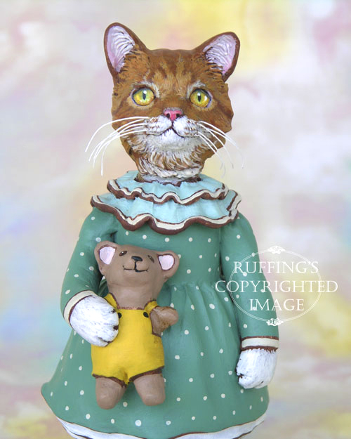 Suzannah the Ginger Tabby Cat, Original One-of-a-kind Folk Art Doll Figurine by Max Bailey