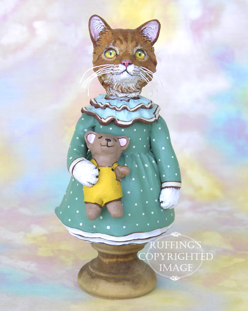 Suzannah the Ginger Tabby Cat, Original One-of-a-kind Folk Art Doll Figurine by Max Bailey