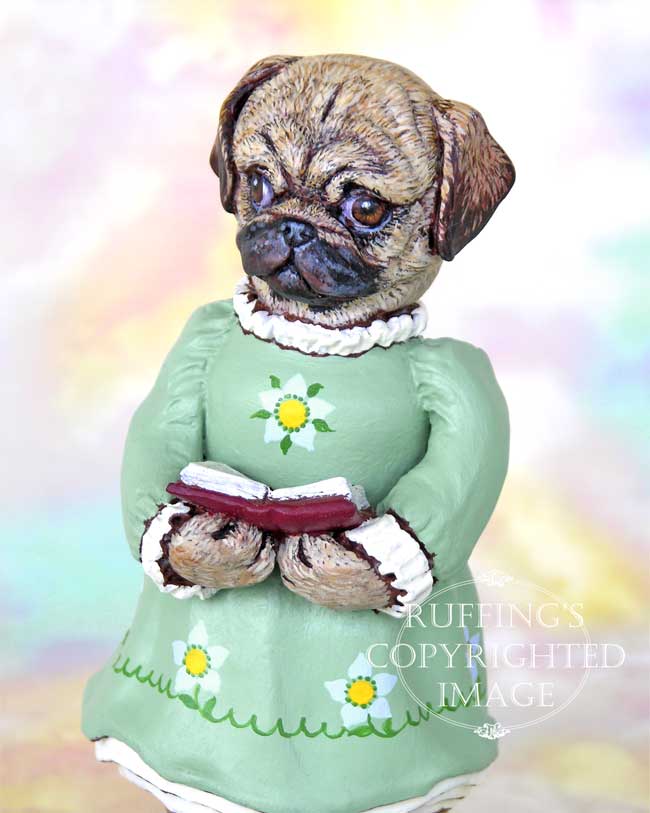 Tillie the Pug Dog Original Folk Art Doll Figurine by Max Bailey
