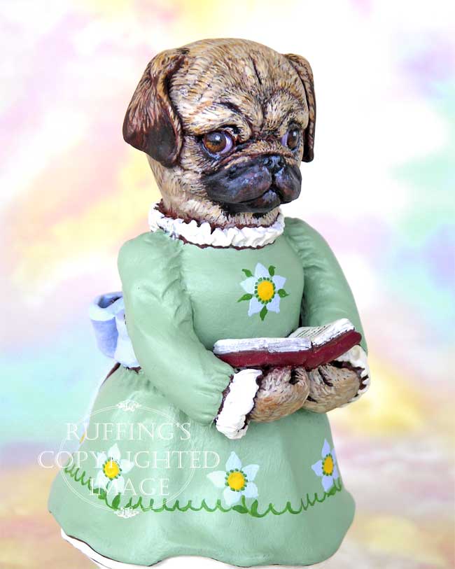 Tillie the Pug Dog Original Folk Art Doll Figurine by Max Bailey