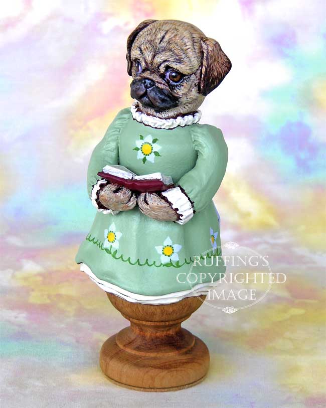 Tillie the Pug Dog Original Folk Art Doll Figurine by Max Bailey