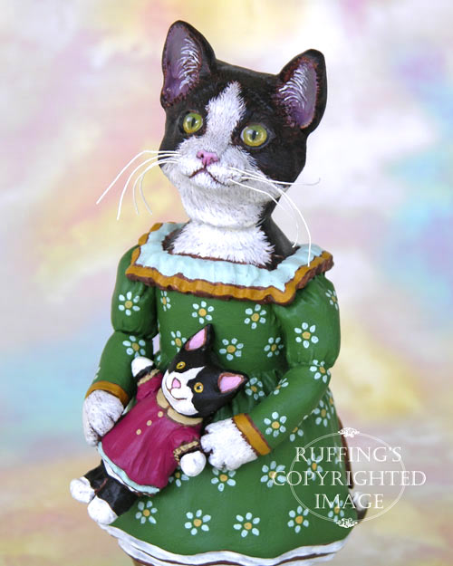 Wanda the Tuxedo Cat, Original One-of-a-kind Folk Art Doll Figurine by Max Bailey