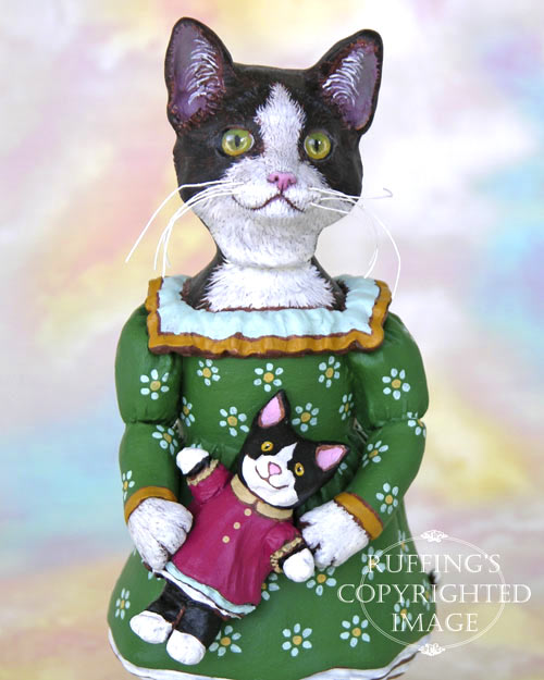 Wanda the Tuxedo Cat, Original One-of-a-kind Folk Art Doll Figurine by Max Bailey