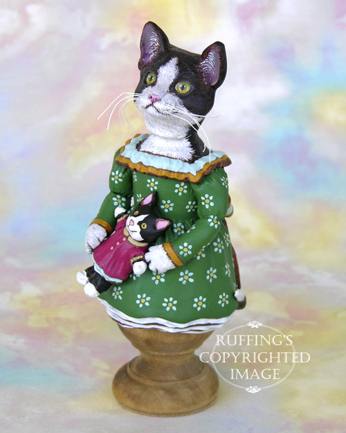 Wanda the Tuxedo Cat, Original One-of-a-kind Folk Art Doll Figurine by Max Bailey
