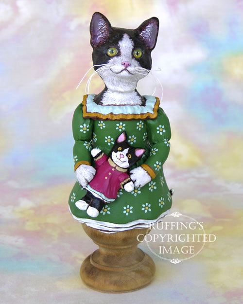 Wanda the Tuxedo Cat, Original One-of-a-kind Folk Art Doll Figurine by Max Bailey